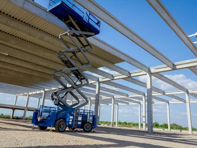 scissor lift at construction site