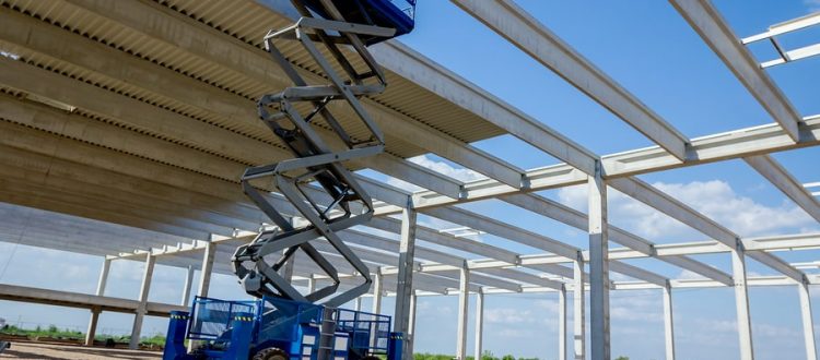 scissor lift at construction site